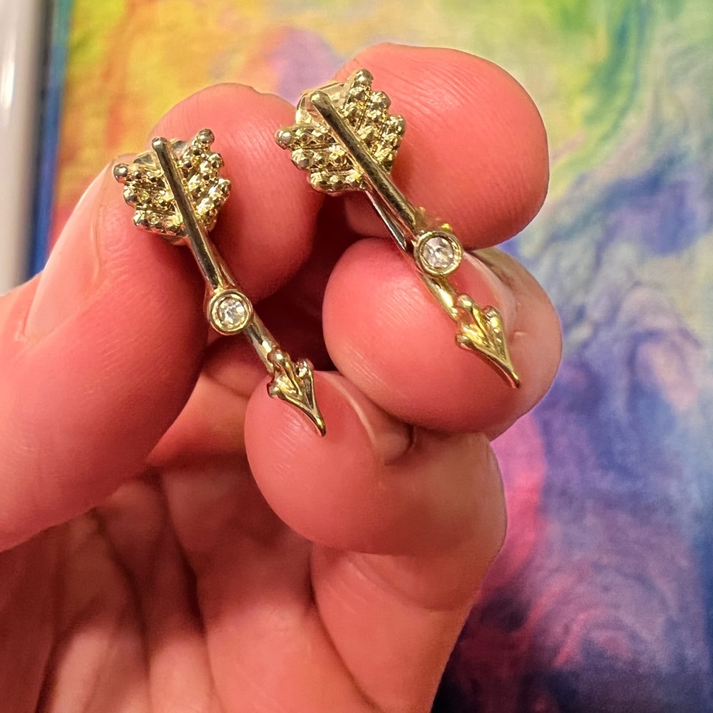 Bow & Arrow Brass Stud Earrings